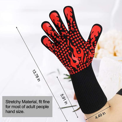 Comsmart BBQ Gloves, 1472 Degree F Heat Resistant Grilling Gloves Silicone Non-Slip Oven Gloves Long Kitchen Gloves for Barbecue, Cooking, Baking, Cutting - Image 2