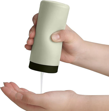 ElmRidge Dish Soap Silicone Dispenser for Kitchen Sink,Squeeze Washing Up Liquid and Hand Soap,Round refillable Silicone Bottles,Easy to Fill and to use,8.5oz,Black 2.4x2.4x5.5inch (Light Green) by Elm+Ridge+Essentials