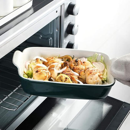 Sweejar Baking Pans Set, Ceramic 9x13 Baking Dish with Handle, Rectangular Casserole Dishes for Oven, Bakeware Sets of 3, Durable Lasagna Pan Deep for Kitchen, Banquet, Wedding Gift(Jade) - Image 4