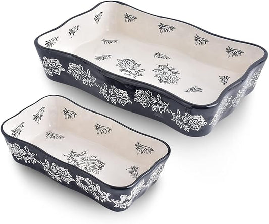 Wisenvoy Baking Dish Casserole Dish Ceramic Lasagna Pan 2-Pcs Bakeware Sets Baking Dishes Baking Set Baking Dish Set by wisenvoy