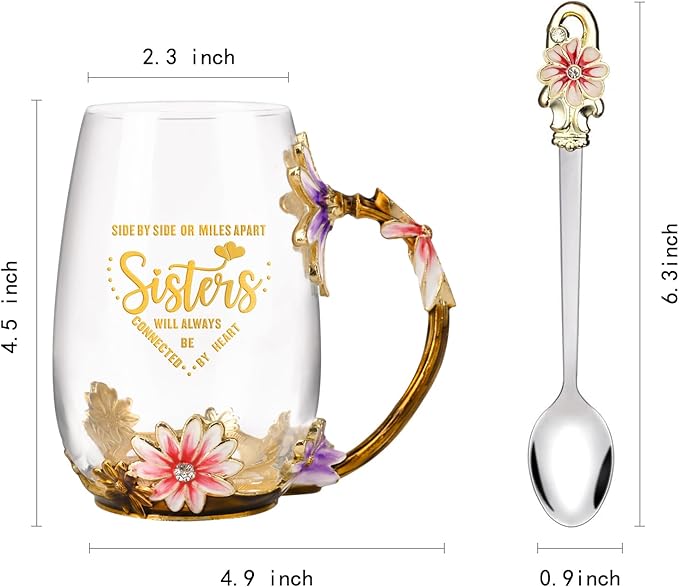 OEAGO Sisters Gifts from Sister for Women Elegant Tea Cup Unique Christmas Birthday Gifts for Sister, Little,Big,in Law - Image 2