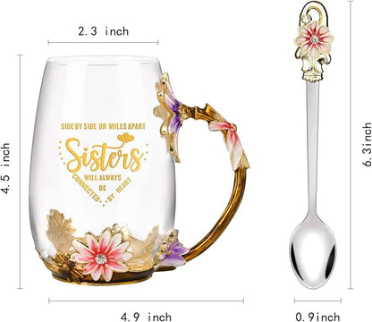 OEAGO Sisters Gifts from Sister for Women Elegant Tea Cup Unique Christmas Birthday Gifts for Sister, Little,Big,in Law - Image 2