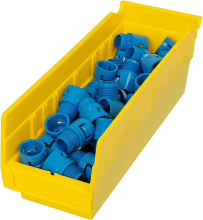 Akro-Mils 30120 Plastic Shelf Bins, Heavy Duty Storage Bins for Garage, Closet, and Drawer Organization, 12" x 4" x 4", Yellow, 24-Pack