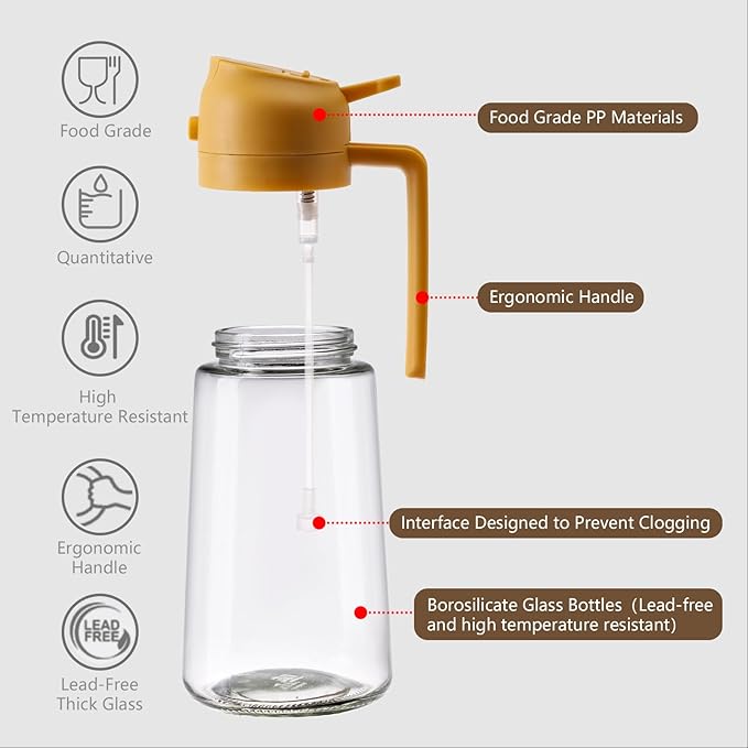 SWEET VIEW Oil Sprayer for Cooking, 16oz/470ml 2 In 1 Glass Olive Oil Sprayr & pourer for Kitchen, Air Fryer, Cooking, Salad, BBQ (Yellow) - Image 5