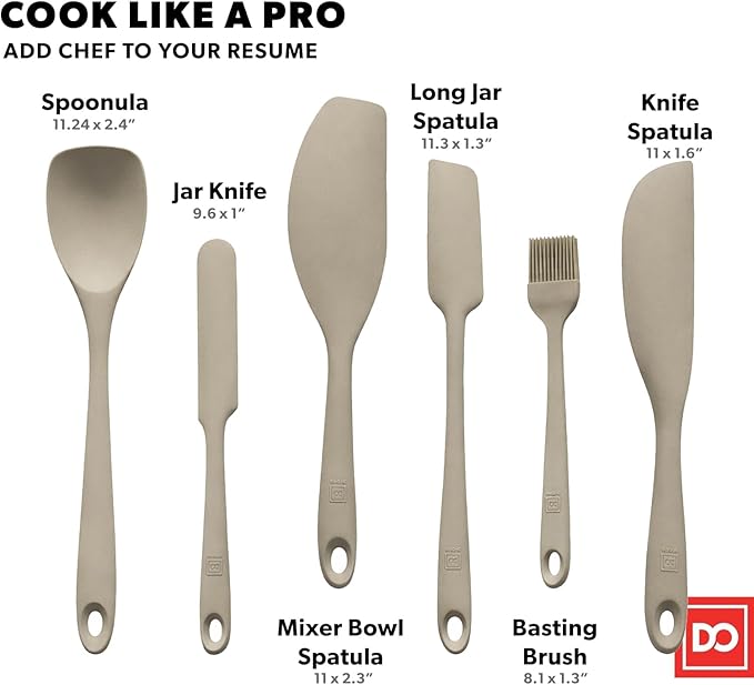 DI ORO 6-Piece Silicone Spatula Set - Rubber Kitchen Utensils for Baking, Cooking & Mixing - Heat-Resistant 600°F BPA Free Spatulas for Nonstick Cookware - Dishwasher Safe (Clay)