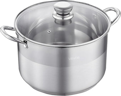VEVOR Stainless Steel Stock Pot, 12QT Stainless Steel Stockpot with Glass Lid, PFOA-Free, PFAS-Free, Compatible with Gas Stoves, Induction Cooktops, Electric Stoves, for Soups, Stews, and Pasta - Image 9