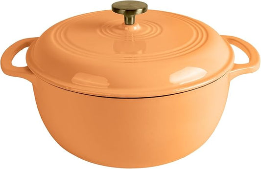Premium Enameled Cast Iron Dutch Oven for Bread Baking | Non-Stick 5.5QT Oval Bread Oven with Lid | Perfect for Sourdough, Loaf, and Artisan Baking (Round Orange, 5.5 QT)