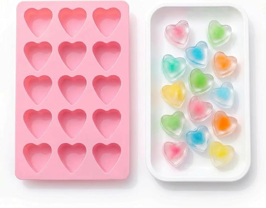 Cute Ice Cube Trays Silicone Chocolate Mold Wax Melt Molds Easy Release Ice Trays Non-Stick Chocolate Soap Pudding Jello Ice Cube Tray (Heart)