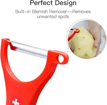 Original Swiss Made Peeler Vegetable&Fruits stainless steel blade Peeler for kitchen (RED-Soft skin Peeler)