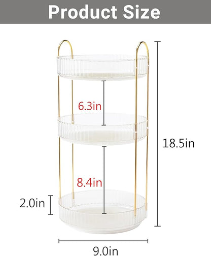 Asayuee 360 Rotating Makeup Organizer,3 Tier Large Capacity Make Up Organizers and Storage,Skincare Perfume Vanity Organizers,Bathroom Cosmetics Storage Organizer Countertop (Clear-3 Tier) - Image 2