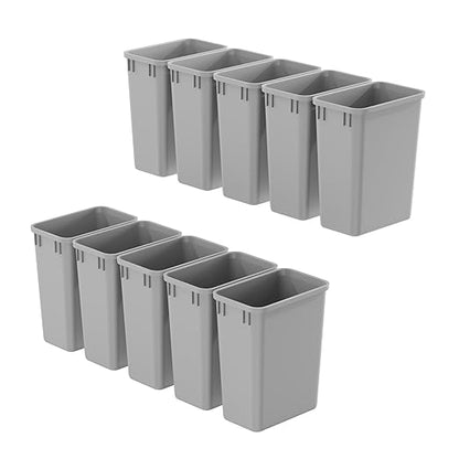 Dowell 10 Pack 35Qt Wastebasket Trash Container, 9Gal, Plastic, Stackable, for Kitchen/Bathroom/Office, Fits Under Sink/Desk - Grey (10, 35 QT) by DowellKitchenBath