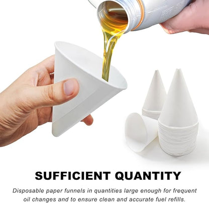 DXNQ 60PCS Disposable Engine Oil Funnels, Paper Cone Funnel Motor Oil Funnel Dispensers for Oil Change, Automotive Use No Spill Disposable Paper Funnels for Water Coolant Gas