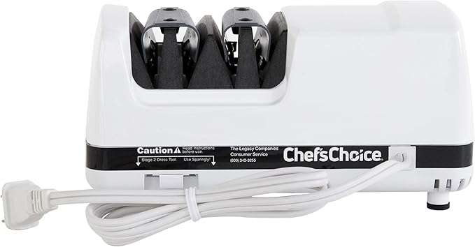 Chef'sChoice Professional Electric Knife Sharpeners FlexHone/Strop With 100-Percent Diamond Abrasives And Precision Angle Guides For 20-Degree Straight-Edge and Serrated Knives, 2-Stage, White - Image 10