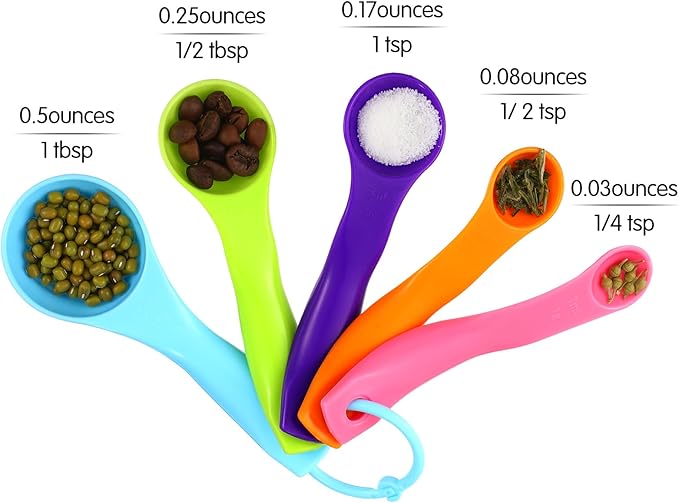 Frienda 20 Pieces Colorful Plastic Measuring Cup Spoons for Kitchen Cooking Baking Dry and Liquid Ingredients - Image 2