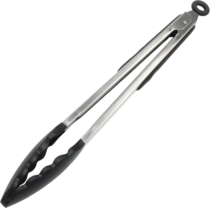 Chef Craft Premium Silicone Cooking Tongs, 12 inch, Black by ChefCraft