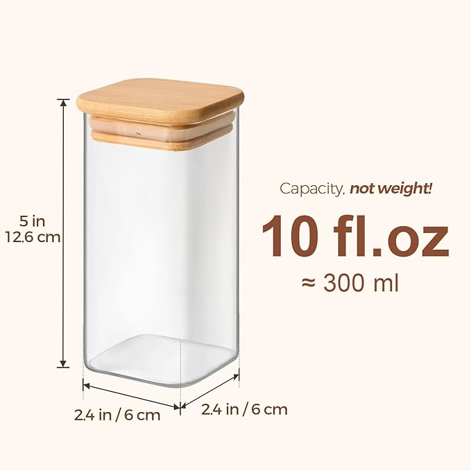 ComSaf 6Pcs 10 oz Large Spice Jars with Label Trial Set, Glass Spice Jars with Bamboo Lids Supplementary Set, Seasoning Container Trial Pack, Perfect for Ktichen Starter - Image 6