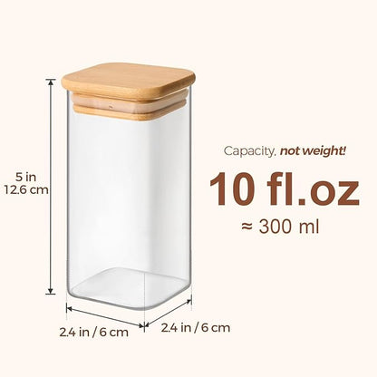 ComSaf 6Pcs 10 oz Large Spice Jars with Label Trial Set, Glass Spice Jars with Bamboo Lids Supplementary Set, Seasoning Container Trial Pack, Perfect for Ktichen Starter - Image 3