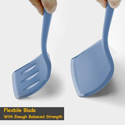 Silicone Spatula Set, 600°F Heat Resistant Silicone Spatula Turner Flipper for Cooking, Non Stick and Non Scratch Kitchen Utensils for Eggs & Pancakes, 4 Pack,Starry Blue - Image 5