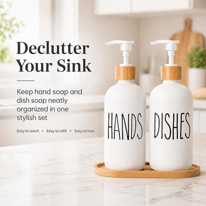 Dish Soap Dispenser for Kitchen Sink.Glass Hand Soap Dispenser, Modern Farmhouse Decor for Bathroom,Kitchen Sink Decor - Image 3