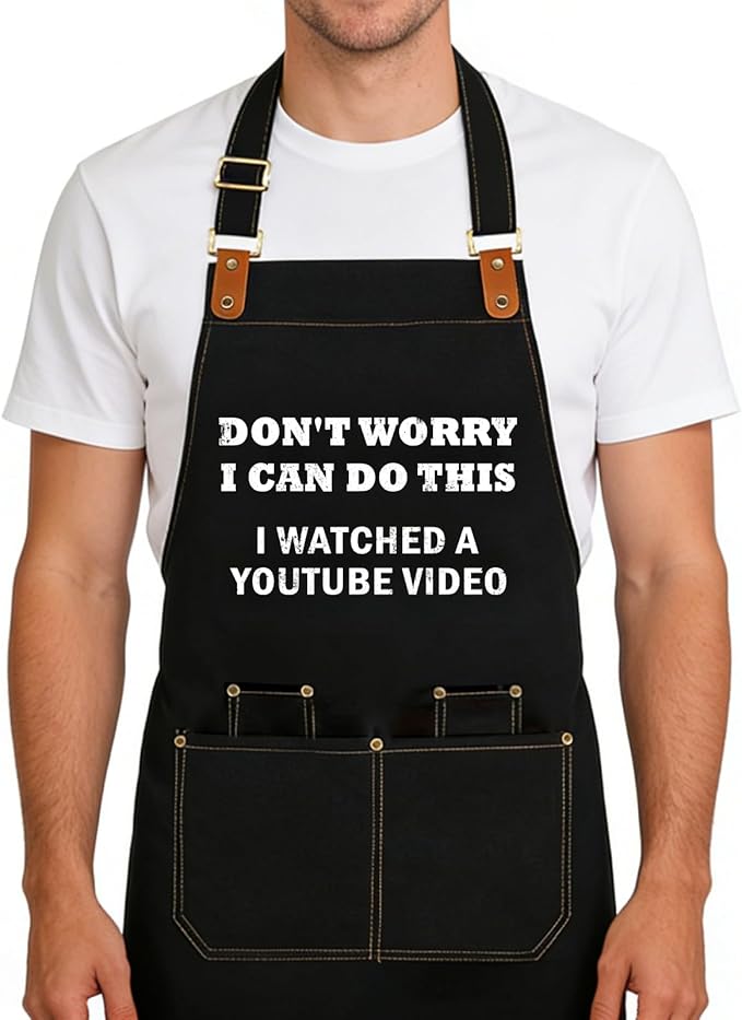 Baking Apron for Men Women,Funny Apron Baking Gifts with 2 Pockets for Men Women BBQ Grilling,Adjustable Cooking Kitchen Work Waterproof Bib Apron Thanksgiving Christmas by Xmeden