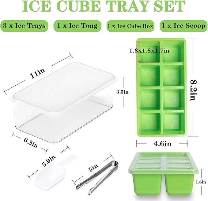 Ice Trays for Freezer with Lid and Bin, JRISBO 6 Pack Silicone Ice Cube Tray Storage Iced Bucket Kits, Stackable & Leak Proof Large Ice Cube Molds for Cocktail, Whiskey, Soup, Baby Food - Image 5