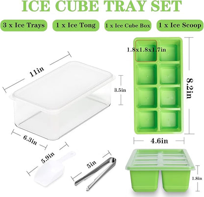 Ice Trays for Freezer with Lid and Bin, JRISBO 6 Pack Silicone Ice Cube Tray Storage Iced Bucket Kits, Stackable & Leak Proof Large Ice Cube Molds for Cocktail, Whiskey, Soup, Baby Food - Image 5