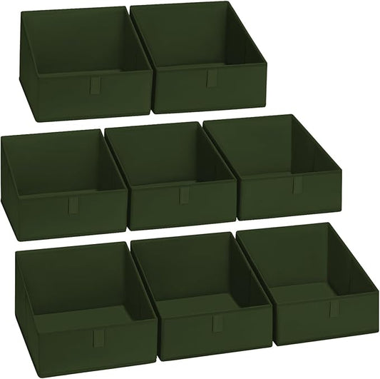 DIMJ Closet Storage Bins 8 Pack - Fabric Trapezoid Closet Organizer Bin, Foldable Storage Baskets for Shelves, Closet Shelf Organizer, Clothing Storage Box for Toys, Books, Towel, Clothes, Green by DiMJ