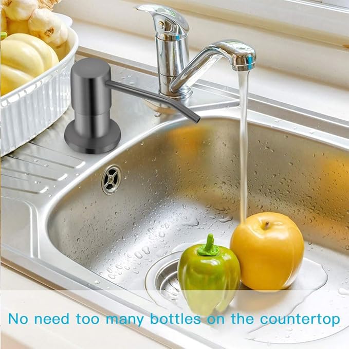 OHiHi Dish Soap Dispenser for Kitchen Sink, Countertop Sink Soap Dispenser Water Pump with 47” No-Spill Extension Tube Kit Design for Kitchen Bathroom, No More Refills （Gray） - Image 7