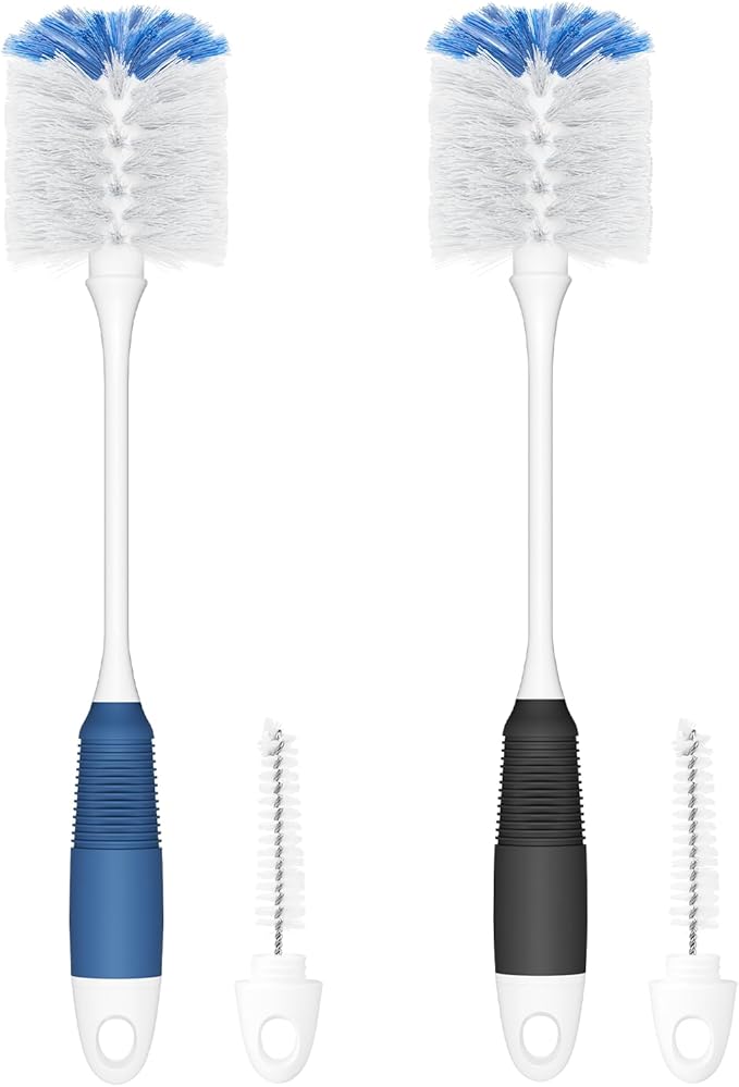 Amazer Bottle Brush Cleaner, Long Flexible Handle Bottle Brush Scrub for Water Bottles, Glasswares, Tumblers, Travel Coffee Mugs, 2 Pack by Amazer