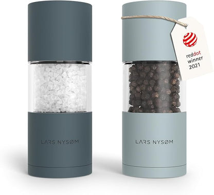 LARS NYSØM Salt and Pepper Mills Set with Adjustable Ceramic Grinder 2 Pieces I Manual Design (Stone Blue/Sky Blue) by LN