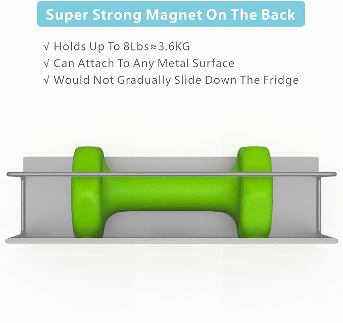 Magnetic Spice Rack For Refrigerator, Space Saving Magnetic Shelf For Fridge Grey 2 Pack With Magnetic Paper Towel Holder - Image 5