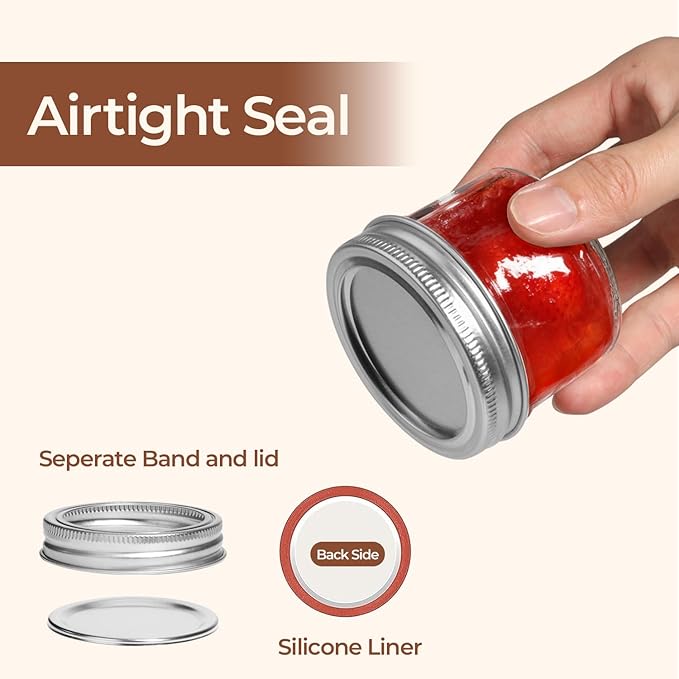 ComSaf Mini Mason Jars Bulk 4oz 16PCS, Regular Mouth Mason Jar with Lids and Seal Bands, Small Glass Canning Jar for Spice, Jam, Honey, Jelly, Dessert, Shower Wedding Favors, DIY Candles Decor - Image 3