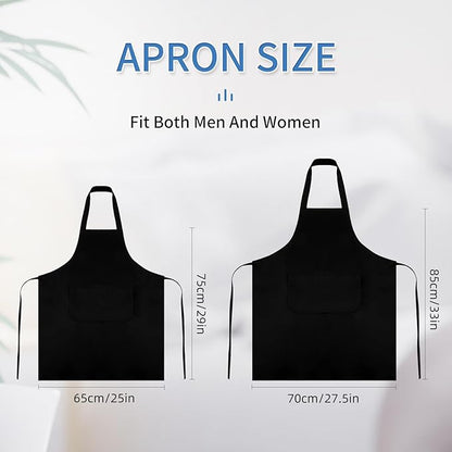 8/12/24 Pack Plain Bib Aprons Bulk, Black Commercial Apron with 2 Pockets, Unisex Apron for Adults Painting BBQ
