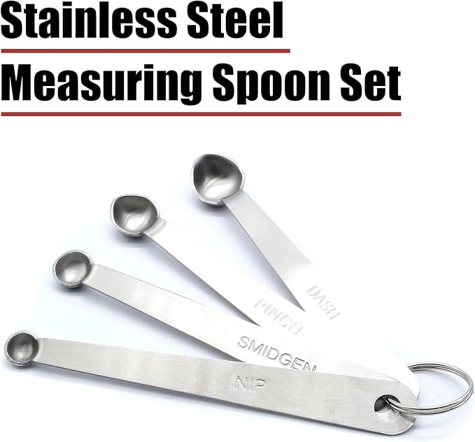 Luomorgo 4 Pc Set Measuring Spoons - Stainless Steel, 1/64, 1/32, 1/16, 1/8 tsp for Dry & Liquid Ingredients - Image 3