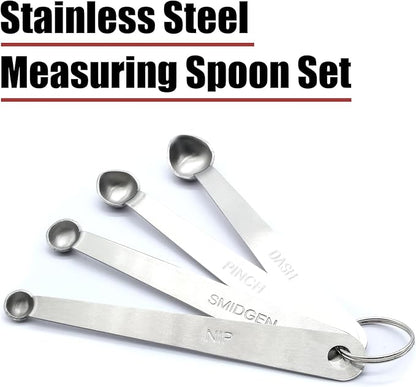 Luomorgo 4 Pc Set Measuring Spoons - Stainless Steel, 1/64, 1/32, 1/16, 1/8 tsp for Dry & Liquid Ingredients - Image 3