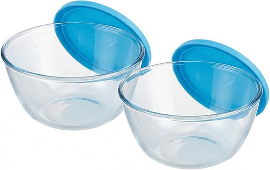 Glass Sourdough Mixing Bowls with Lids, 2-Pack Large Capacity Clear Bowls, 4.76 Quart for Bread Making, Perfect for Mixing, Proofing, Storing Dough