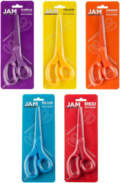 JAM PAPER Multi-Purpose Precision Scissors Set - 8 Inch - Rainbow Assortment - Ergonomic Handle & Stainless Steel Blades - 5/Pack - Image 3