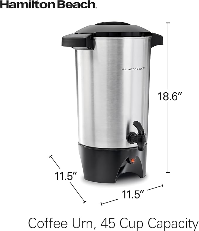 Hamilton Beach 45 Cup Coffee Urn and Hot Beverage Dispenser, Silver - Image 8