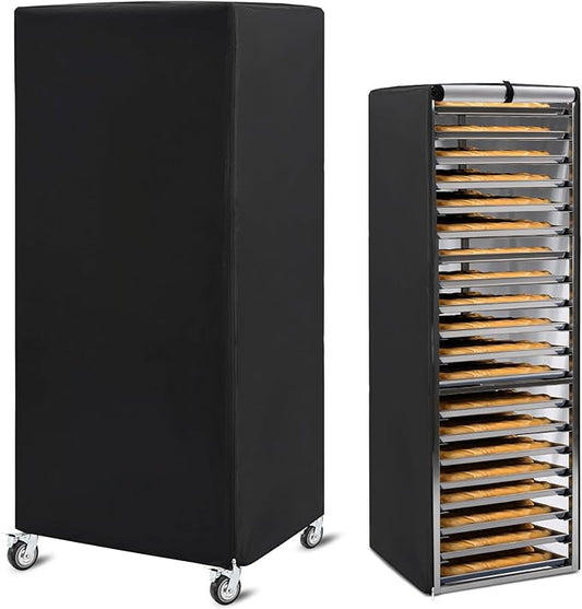 Riakrum 1 Pc Bun Pan Rack Cover Bakers Rack Cover 20 Tier Sheet for Home Kitchen Restaurant Dining Bakery 28" L x 23" W x 61" H(Black,Oxford Cloth) by Riakrum