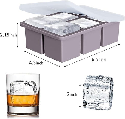 Large Ice Cube Tray for Whiskey: FDDBI Big Square Ice Cube Maker for Cocktail - 3Pack Silicone Old Fashioned Ice Cube Trays - 2inch Huge Cubed Ice Trays for Whisky - Image 5