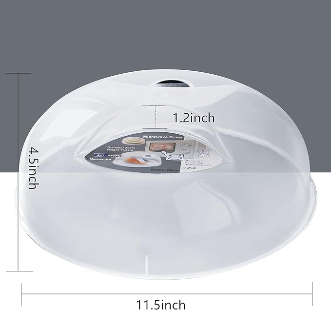 Microwave Splatter Cover for Food Large Microwave Plate Cover Guard Lid with Steam Vents, 1.5 Inch BPA Free & Dishwasher Safe-Grey - Image 4