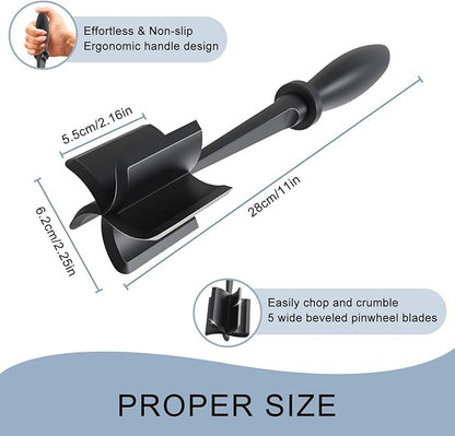 2 Pack Meat Chopper, 5 Curve Blades Ground Beef Masher, Heat Resistant Meat Masher Tool for Hamburger Meat, Ground Beef, Turkey and More, Nylon Hamburger Chopper Utensil Non-scratch Utensils - Image 5