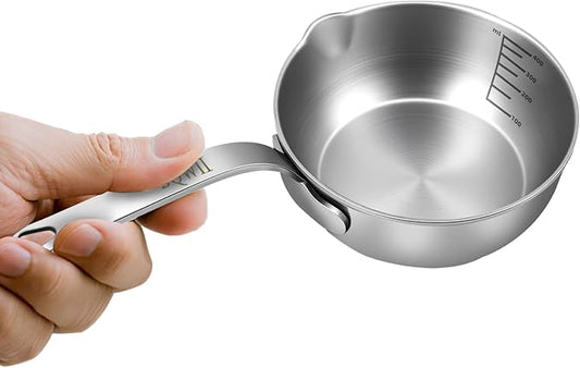 18/10 Stainless Steel Butter Warmer, 13.5 fl oz (400ml), Ideal for Heating Milk, Butter, Sauces, Baby Food, Coffee, Chocolate, Egg Pan, Compatible with Induction & Gas Stovetops