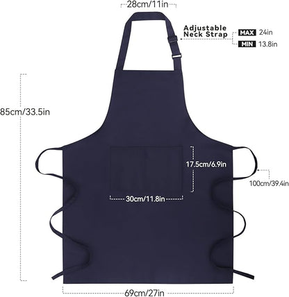 Large Chef Apron for Men and Women, Cooking Kitchen Aprons with 2 Large Pockets Water Oil Resistant