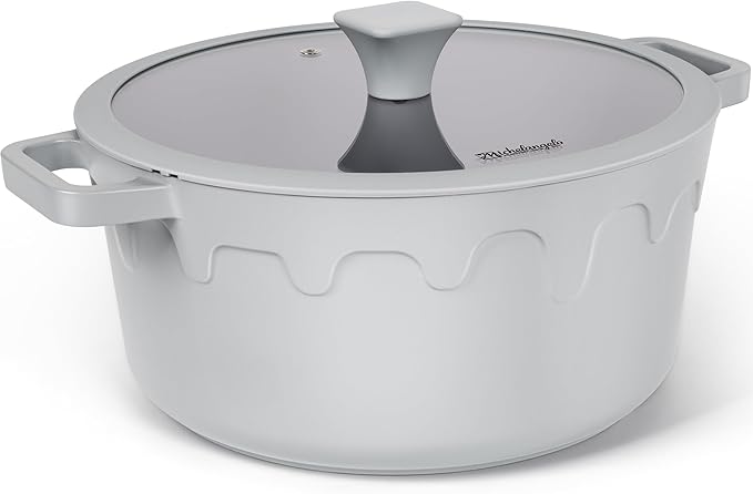 MICHELANGELO 8-Quart Soup Pot with Lid - Nonstick Large Ceramic Stock Pot for Induction Cooktop, 8qt Non Stick Cooking Pots with Silicone Handle Covers & Pot-Holder, Grey by Michelangelo