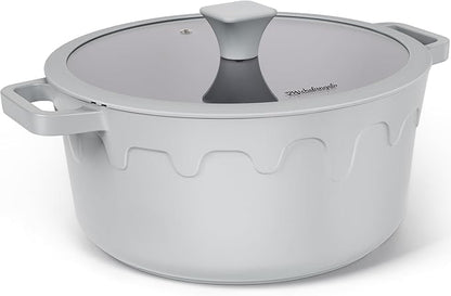 MICHELANGELO 8-Quart Soup Pot with Lid - Nonstick Large Ceramic Stock Pot for Induction Cooktop, 8qt Non Stick Cooking Pots with Silicone Handle Covers & Pot-Holder, Grey by Michelangelo