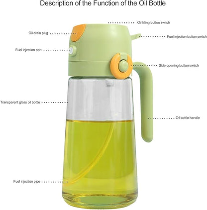 2 In 1 Oil Dispenser And Oil Sprayer, 16 Oz/470 Ml Oil Dispenser For Kitchen Spray, With Fine Mist Nozzle, Suitable For Cooking, Air Fryer, Salad, Grilling(1pcs) (white-A)
