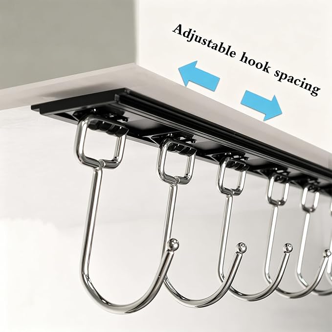 Cociat 2PCS Utensil Racks with 8 Hooks 17 Inch Kitchen Utensil Holders Hanging Utensil Rack Multifunctional (17 inch) - Image 3