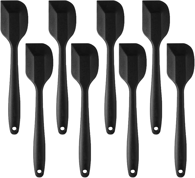 8 Pieces Silicone Spatula, 8.5 inch Non-stick Spatulas with Stainless Steel Core,Heat Resistant-500?, Food Grade Silicone, Dishwasher Safe, for Mixing,Cooking,Baking (Black) - Image 8