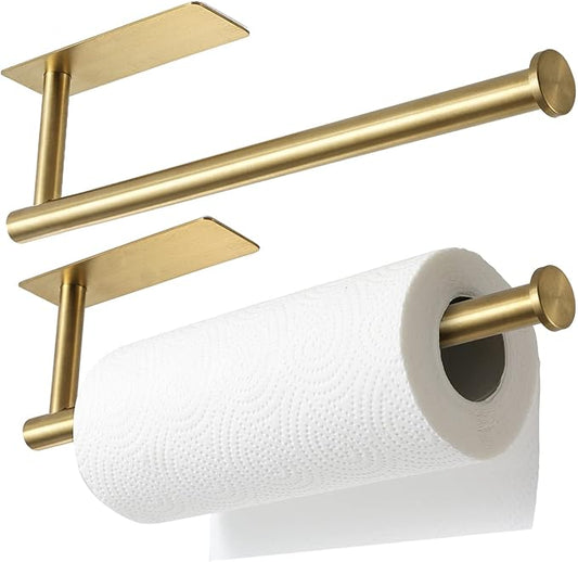 theaoo 2 Packs Paper Towel Holder - Under Cabinet Paper Towel Holder for Kitchen, Adhesive Paper Towel Roll Rack for Bathroom Towel, Wall Mounted Matte Black Paper Towel Rack, SUS304 Stainless Steel by theaoo